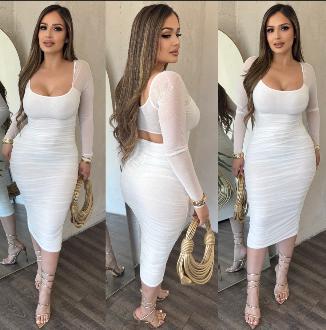 Carolina Midi Dress (White)