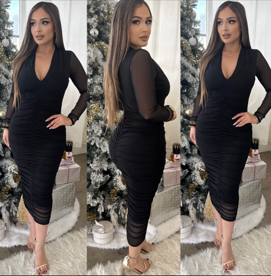 Eliza Midi Dress (Black)