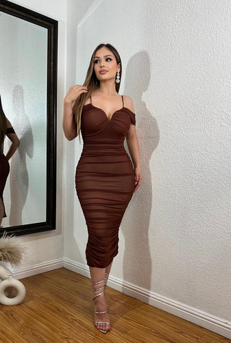 Shanley Midi Dress (Brown)
