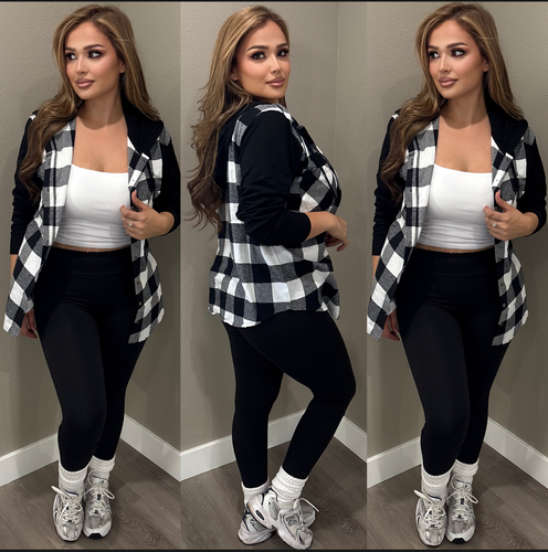 Kika Plaid Top(Black/White)