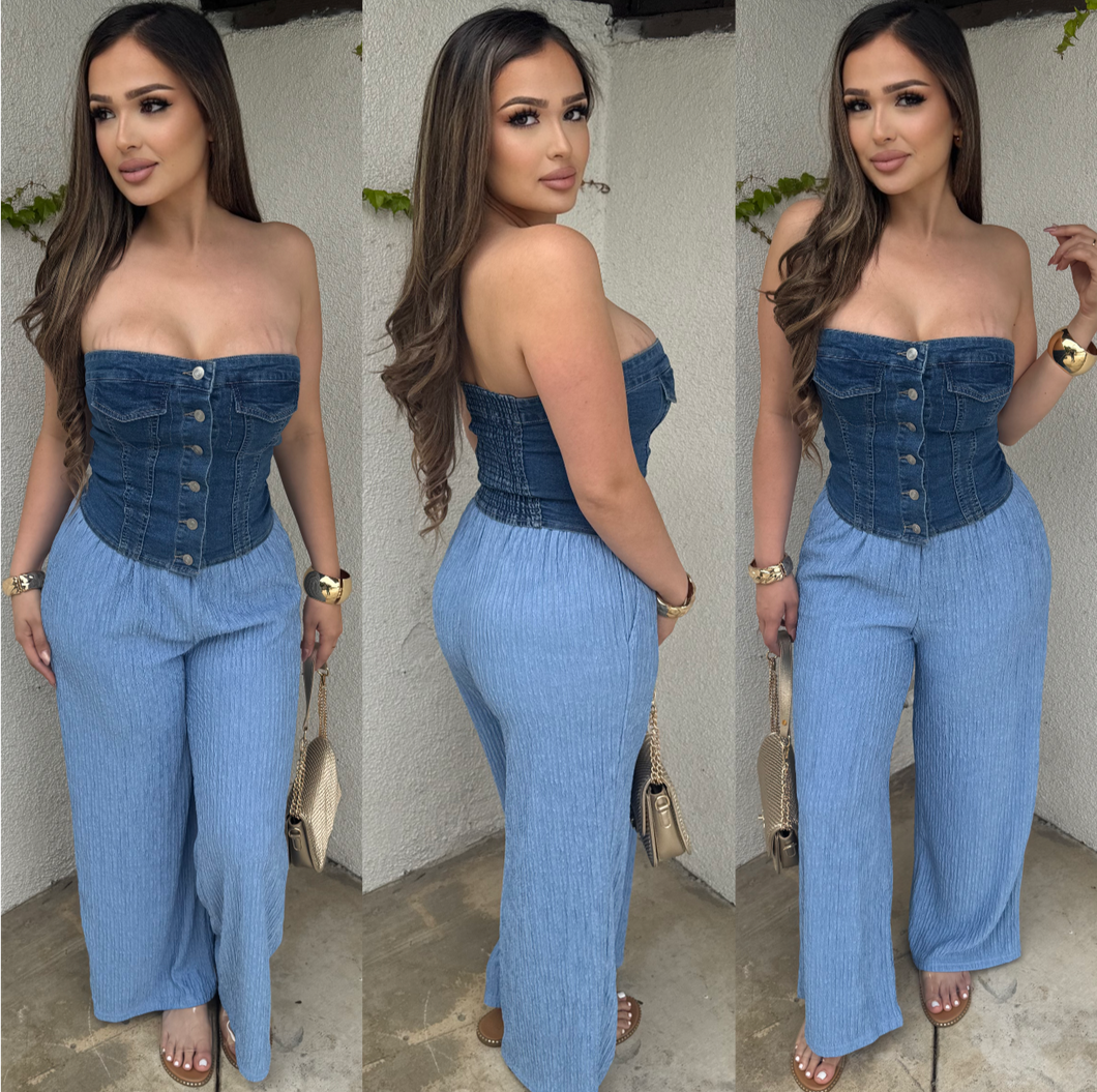 Maricela Denim Top (Denim Blue)