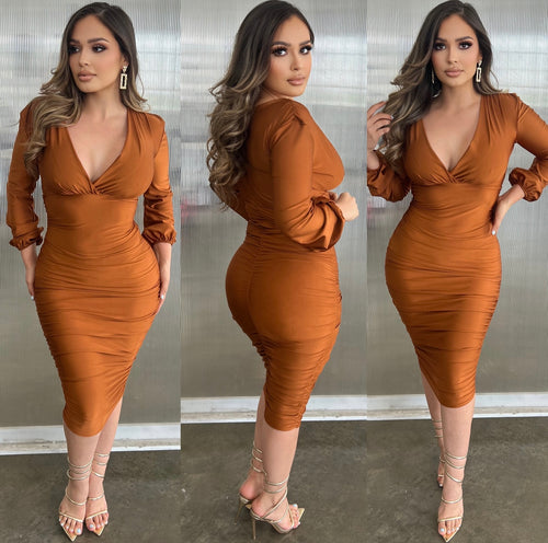 MISHELLE MIDI DRESS (CAMEL)