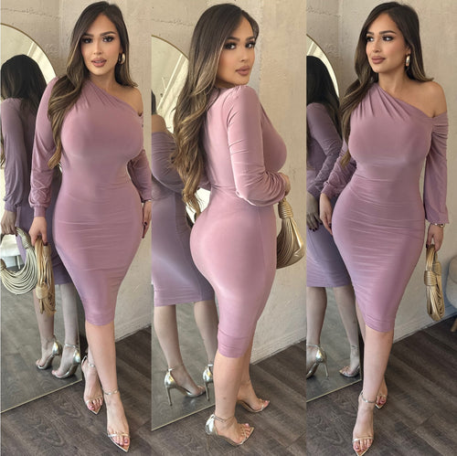 ROMINA MIDI DRESS (MAUVE)