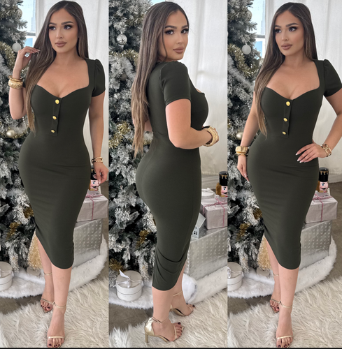 REMINA MIDI DRESS (OLIVE)