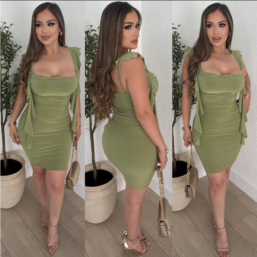 Osuna Mini Dress (Moss Green)