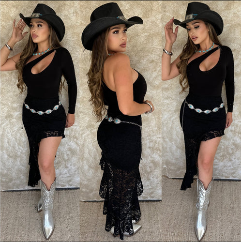 Marilu Lace Skirt (Black)